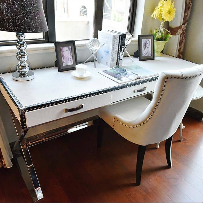 Luxury Modern Executive Home Office Desk with Stainless Steel Base