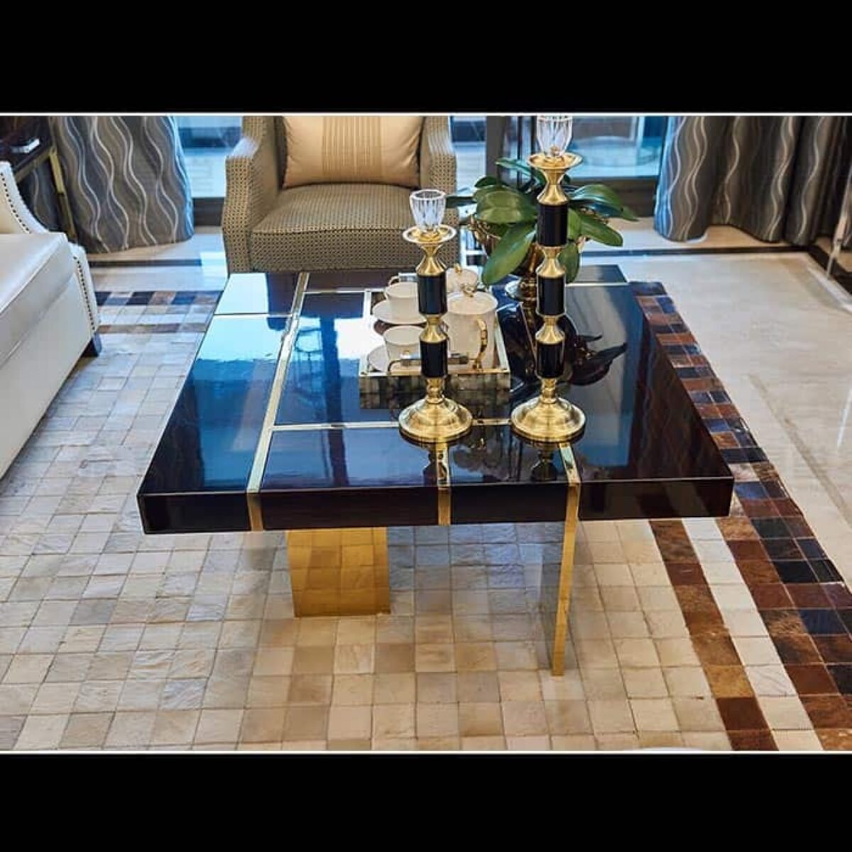 Contemporary Square & Marble Top Coffee Table